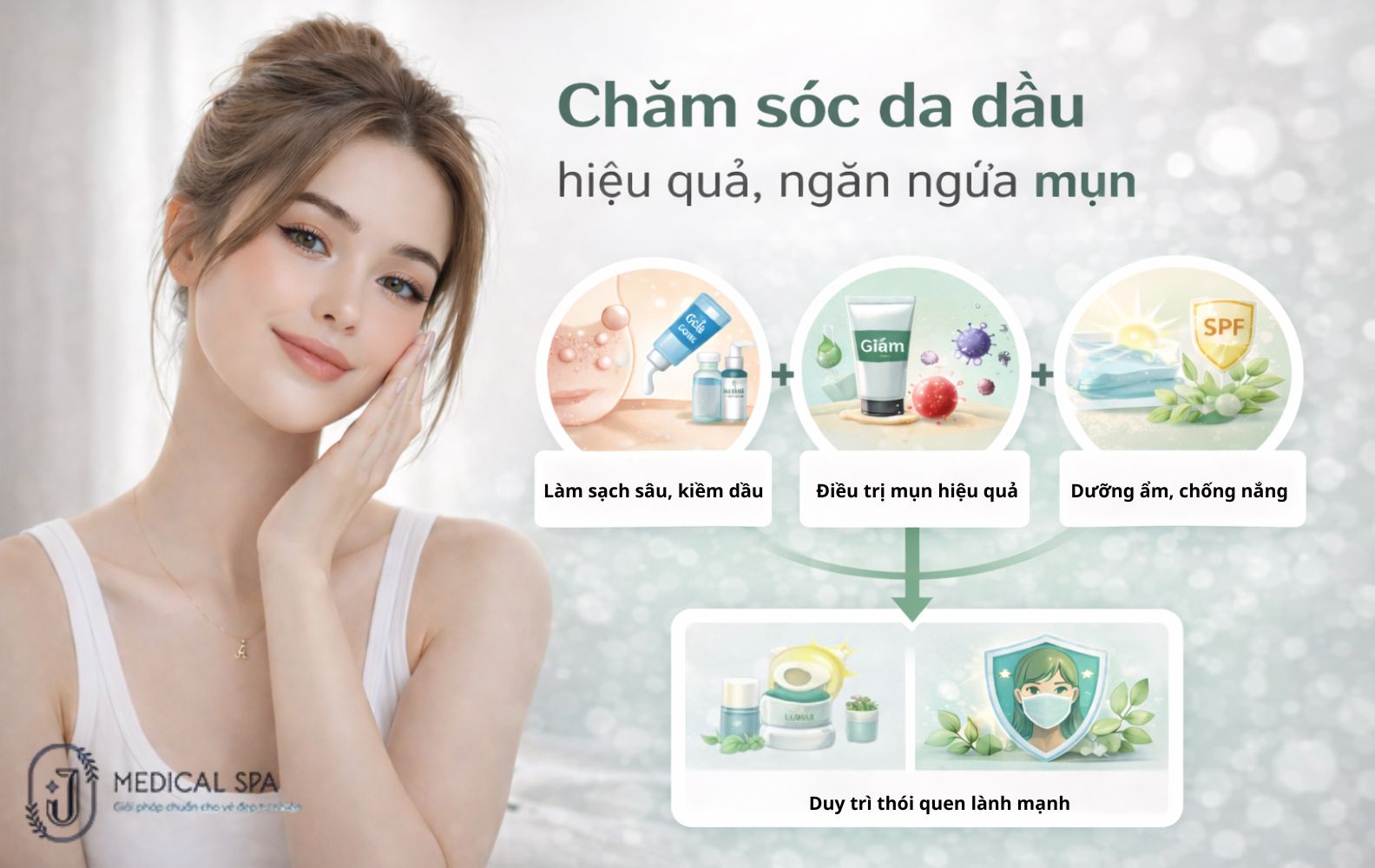 Chăm sóc da dầu hiệu quả, tránh bết dính, bí bách lỗ chân lông
