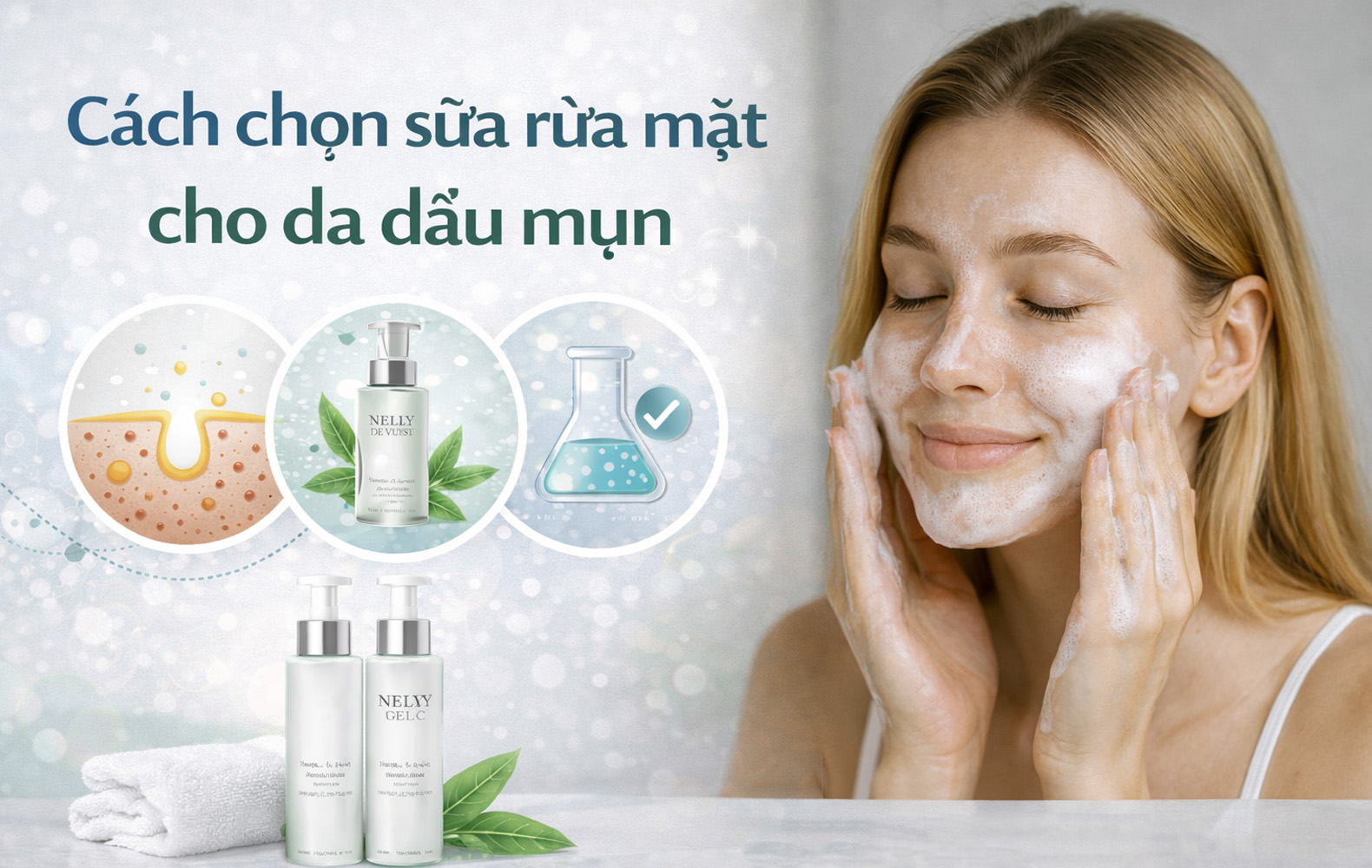 Hướng dẫn cách chọn sữa rửa mặt cho da dầu mụn với 5 tiêu chí