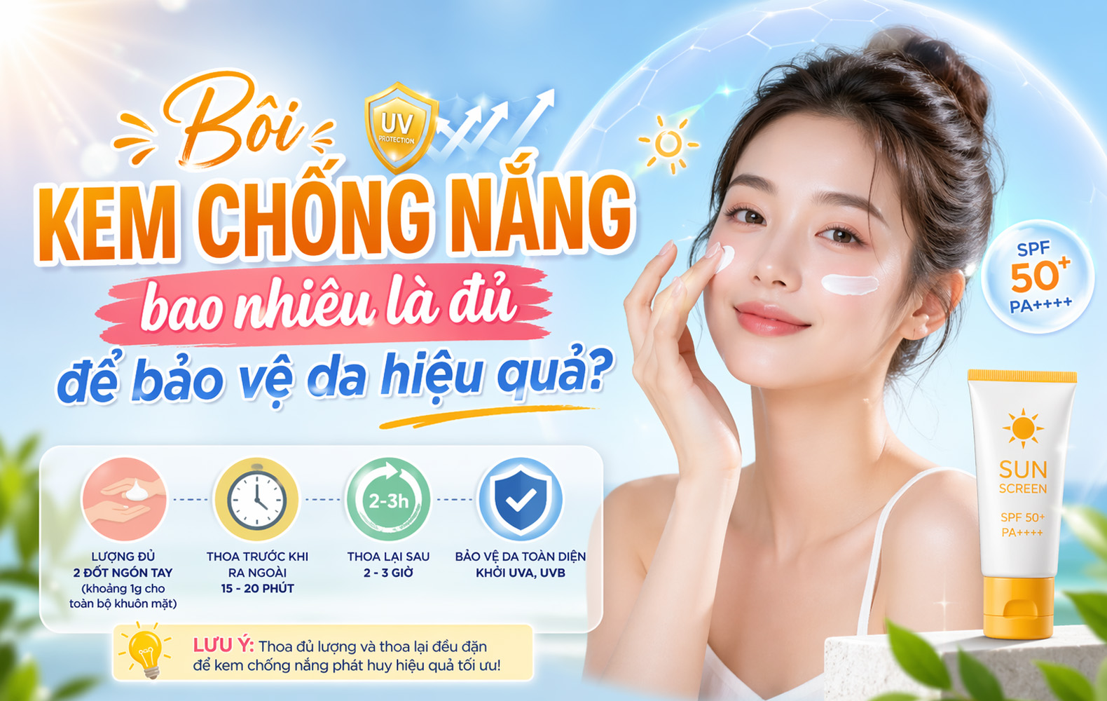 Bôi kem chống nắng bao nhiêu là đủ để bảo vệ da hiệu quả?
